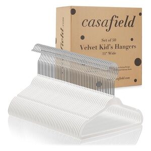 Casafield 50 Velvet Baby Hangers - 11" Size for Infant & Toddler Clothes - Ivory